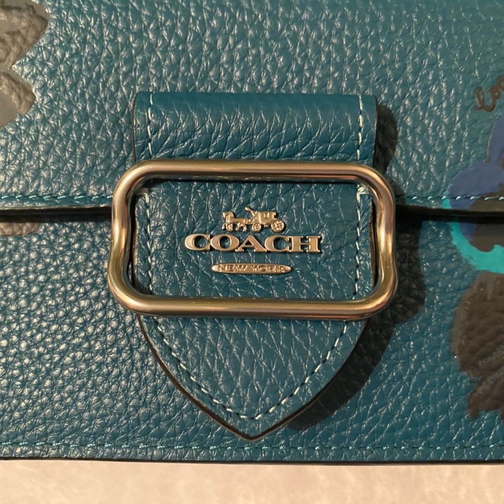 *SOLD* COACH Morgan Crossbody Turquoise with Jumbo Floral Print - Picture 5 of 14